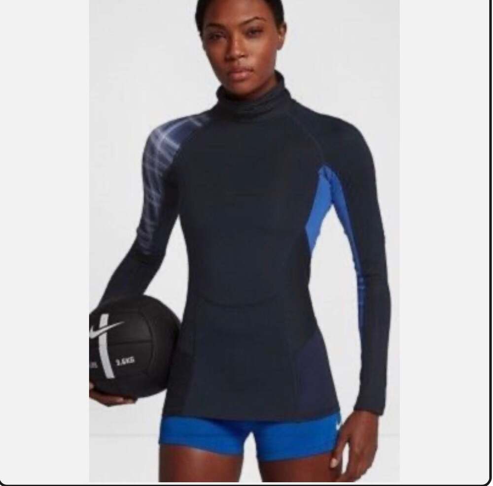 NWT NIKE PRO HYPERCOOL Advanced Training Shirt Women Black Blue Size M